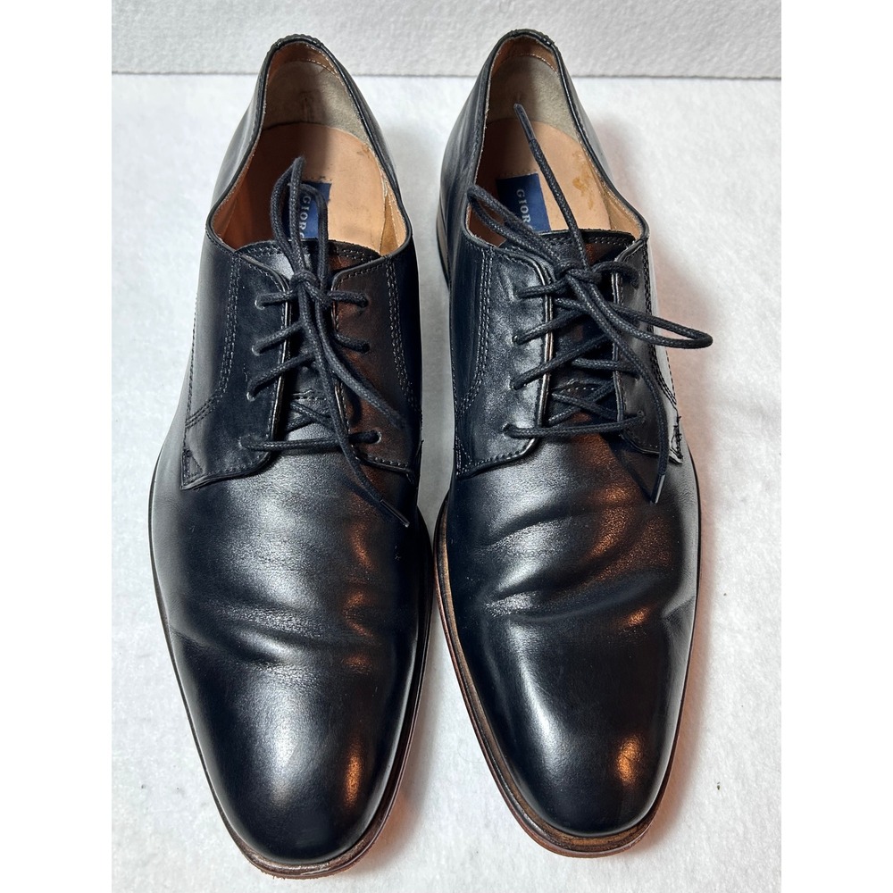 Giorgio Brutini Dress Shoes Mens 10 M Black Leather Plain Toe Derby Lace Up